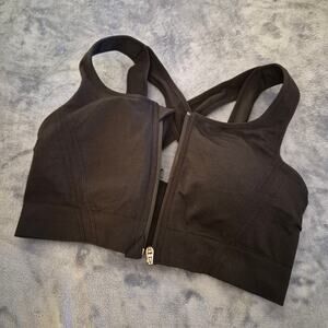 Avia Women's Zip-Front Sports Bra Size XL - Black Strappy Back High Impact